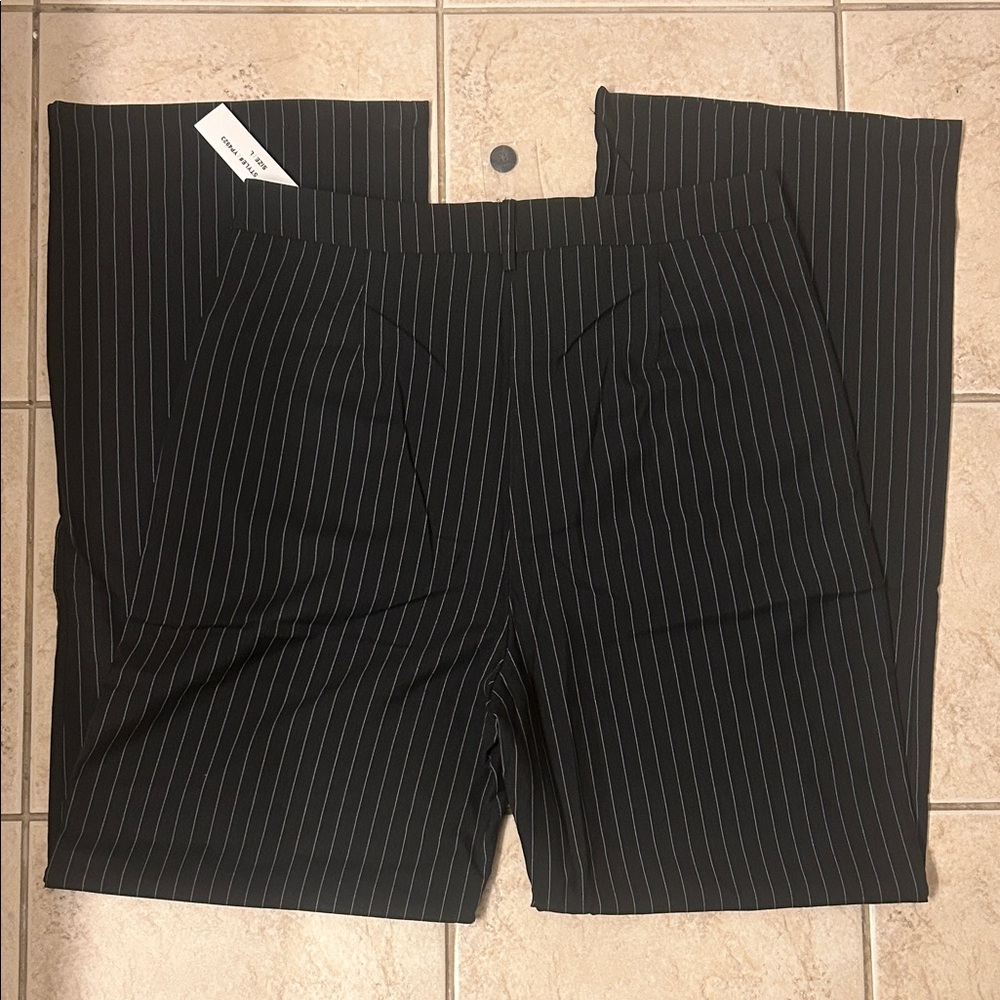NWT Pinstripe High Waisted Trousers, Size L. - Picture 2 of 6